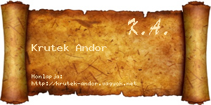 Krutek Andor névjegykártya